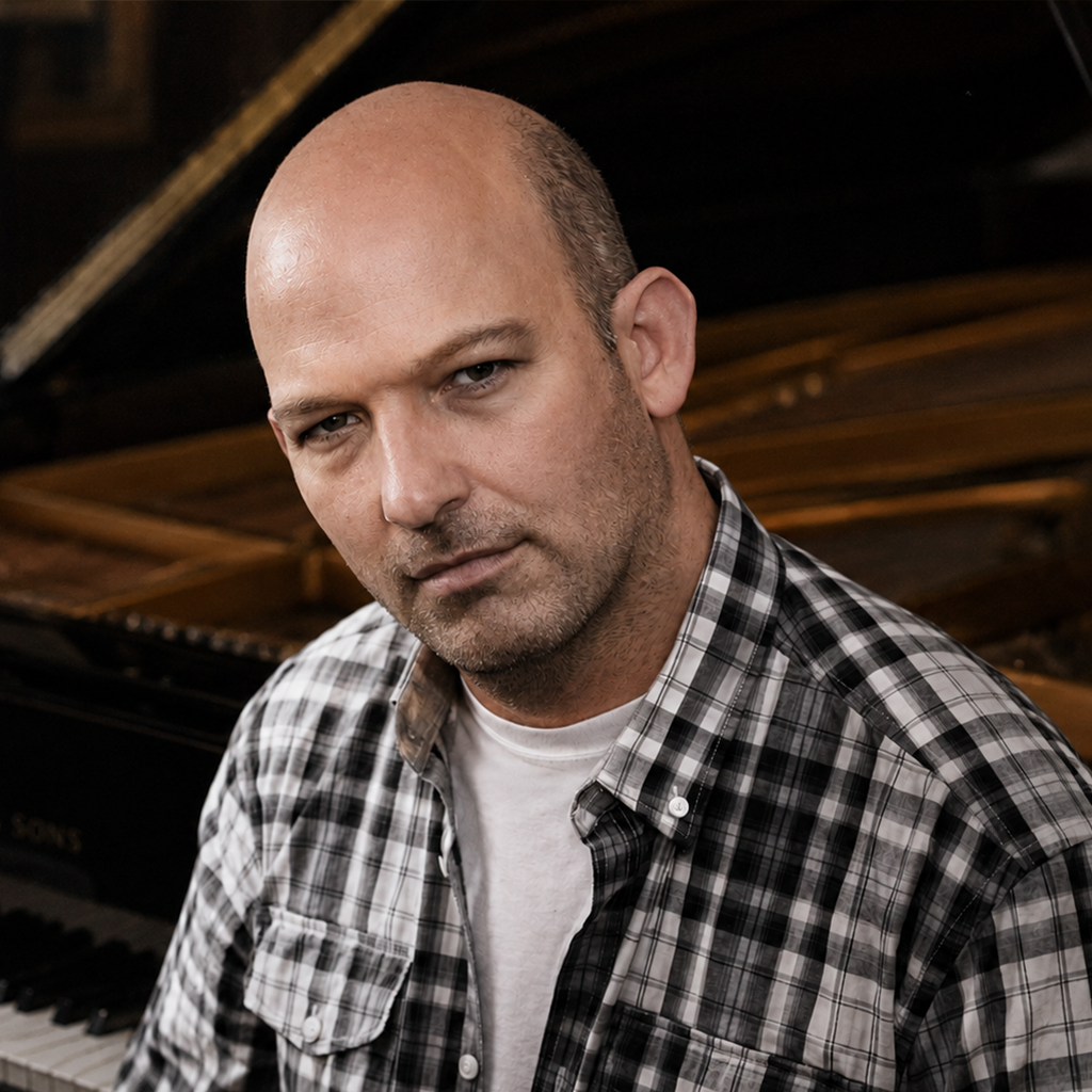David Plumpton at the grand piano